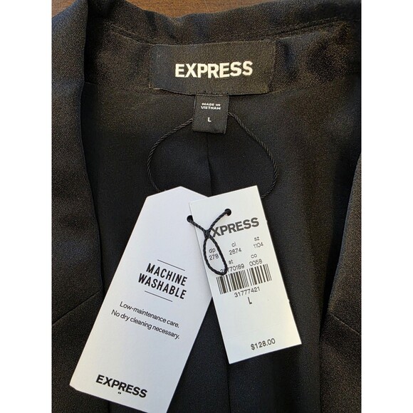 NEW EXPRESS $128 BLACK COLUMNIST OPEN FRONT BLAZER L Large Business Casual NWT - Picture 2 of 7